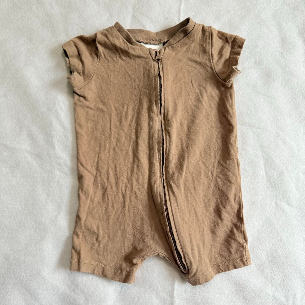 H&M Tan Romper Zip Up Shorties Outfit Tan Baby Boy 3 Months Gender Neutral
